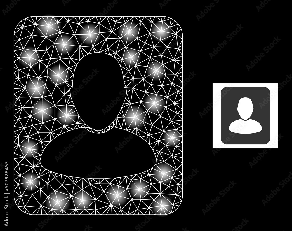 Poster flare mesh person photo glare icon with lightspots. illuminated vector constellation based on person