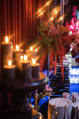 Bouquet of flowers in vase on the wedding table