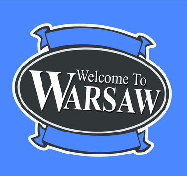 Warsaw Indiana With Blue Background 