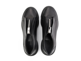 Vintage Loafer Shoes. Closeup. Advertising shot. Concept closeup shoes. Isolated object close up on...