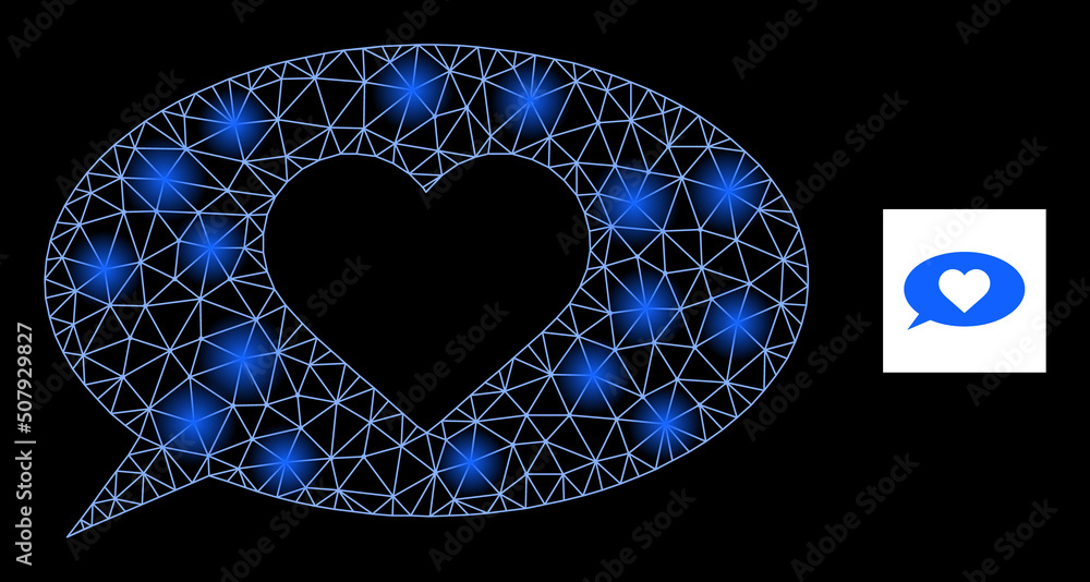 Poster glossy mesh love status constellation icon with light spots. illuminated vector constellation based 