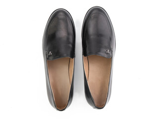 Vintage Loafer Shoes. Closeup. Advertising shot. Concept closeup shoes. Isolated object close up on...
