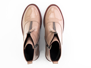 jodhpur boots isolated on white background. Top view. Fashion shoes. Photoshoot for shoe shop concept.