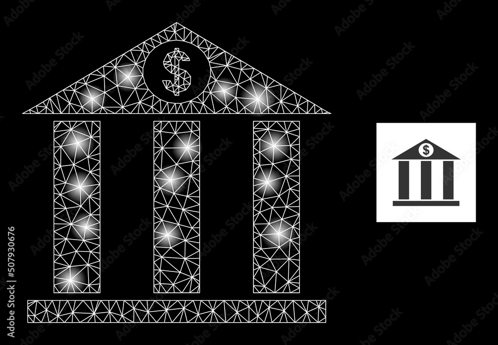 Poster flare network bank building glare icon with light spots. illuminated vector constellation based on b