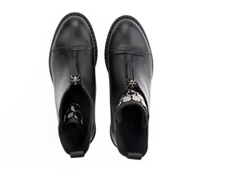 classic sneakers with laces. Casual style. Isolated close-up on white background. Top view. Fashion shoes