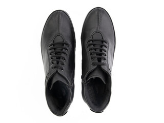 classic sneakers with laces. Casual style. Isolated close-up on white background. Top view. Fashion shoes