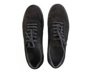 classic sneakers with laces. Casual style. Isolated close-up on white background. Top view. Fashion shoes