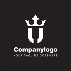 letter U crown monogram design for logo company