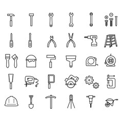 工具のアイコンセット　線画ライン
