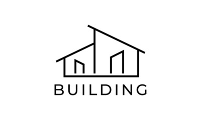 building with logo outline. construction, apartment modern vector concept.