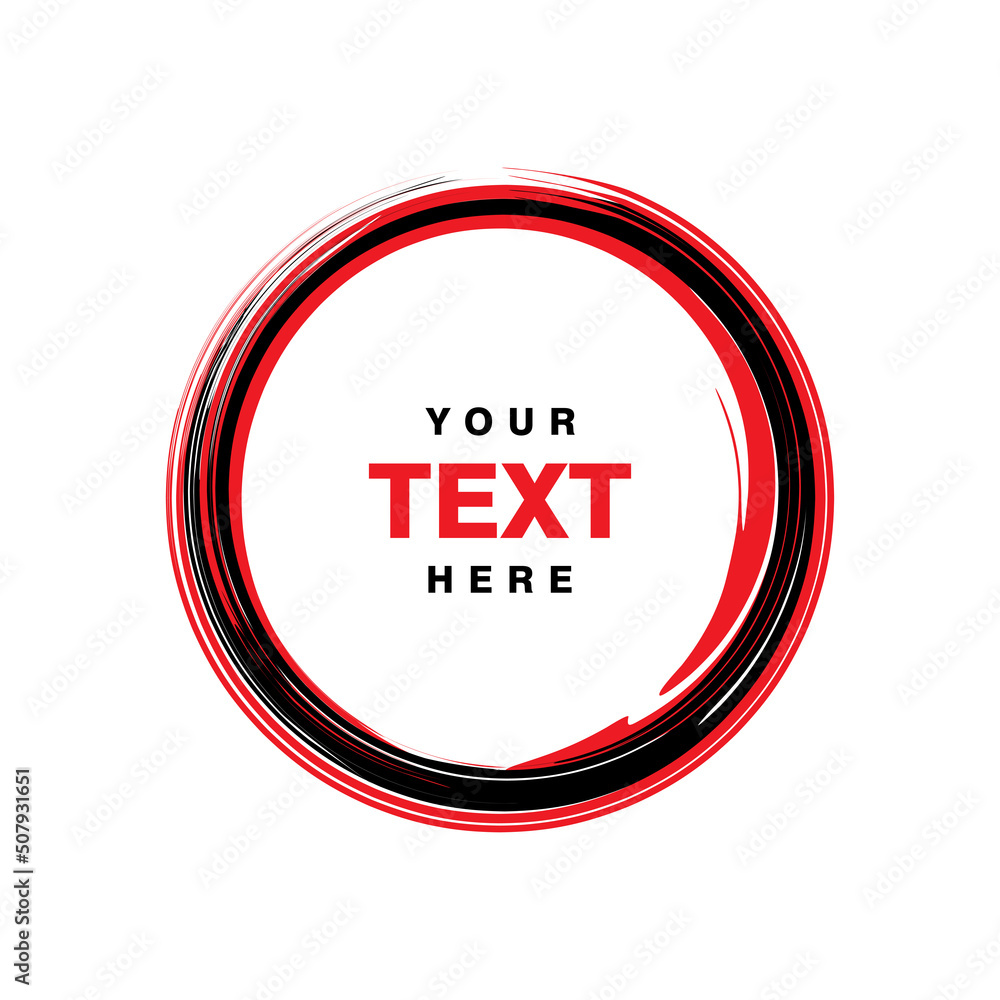 Poster abstract red and black circle brush design, circle brush with copy space for text template vector