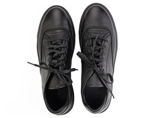 classic sneakers with laces. Casual style. Isolated close-up on white background. Top view. Fashion shoes
