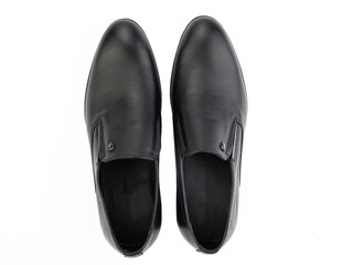 Vintage Loafer Shoes. Closeup. Advertising shot. Concept closeup shoes. Isolated object close up on white background. Top view.