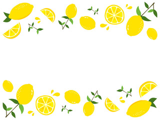 枝付きやカットされたレモンのお洒落なフレームデザイン