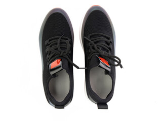 classic sneakers with laces. Casual style. Isolated close-up on white background. Top view. Fashion shoes