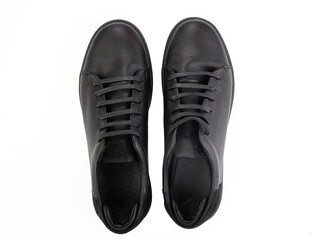 classic sneakers with laces. Casual style. Isolated close-up on white background. Top view. Fashion shoes