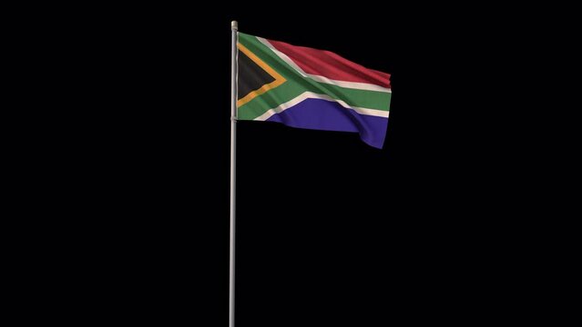 South Africa flag, 4k video background is transparent