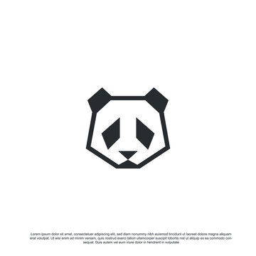 Geometric panda bear Logo design vector template.