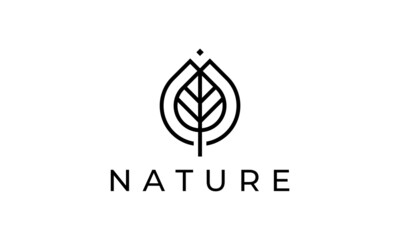 oil drops and tree leaves logo vector design, minimalist and clean.
