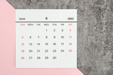 Top views Calendar desk June is the month for organizers to plan and remind on the table background.