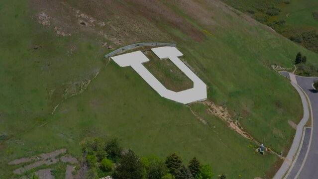 Drone Aerial Rotating Counter Clockwise Around the University of Utah U on the Mountain