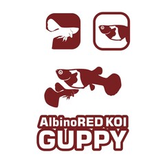 guppy king red koi logo, great silhouette of cuple guppy fish swimming vector illustrations