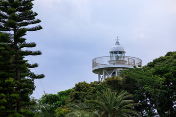 離島の林の中にある灯台