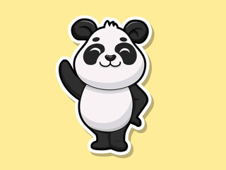 Cute cartoon Panda sticker mascot animal character. Vector art illustration