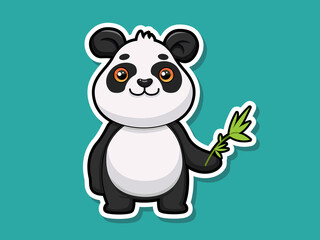 Cute cartoon Panda sticker mascot animal character. Vector art illustration