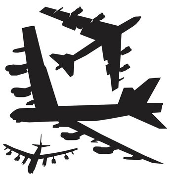 B52 Bomber Icon Silhouette Vector Design