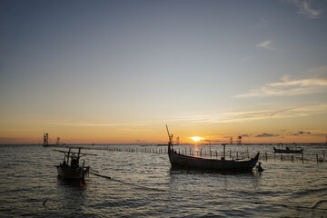 boat at sunset