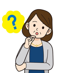 考える働くミドル女性＿線画