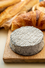 French goat cheese selles-sur-cher and fresh croissants