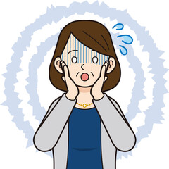 慌てる働くミドル女性＿線画