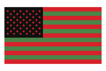 Juneteenth red and green USA flag vector illustration.