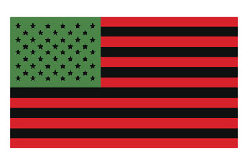 Juneteenth green, red and black USA flag vector illustration.