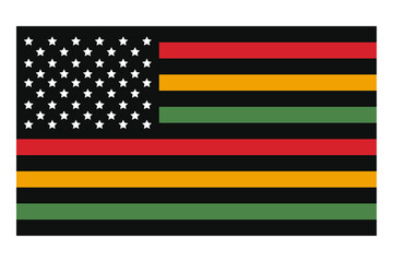 Juneteenth red, yellow and green USA flag vector illustration.