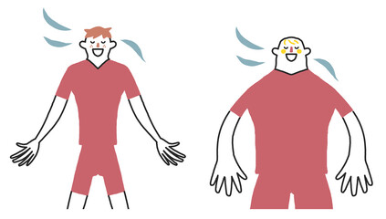 気持ちいい風を受けてリラックスするアスリートまたは部活動の生徒　イラスト素材
