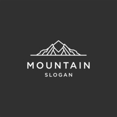 Mountain line art logo template vector illustration design