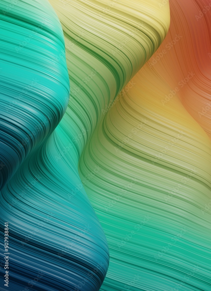 Poster modern 3d abstract background with curvy surface. multiple color wallpaper with copy-space. pattern 