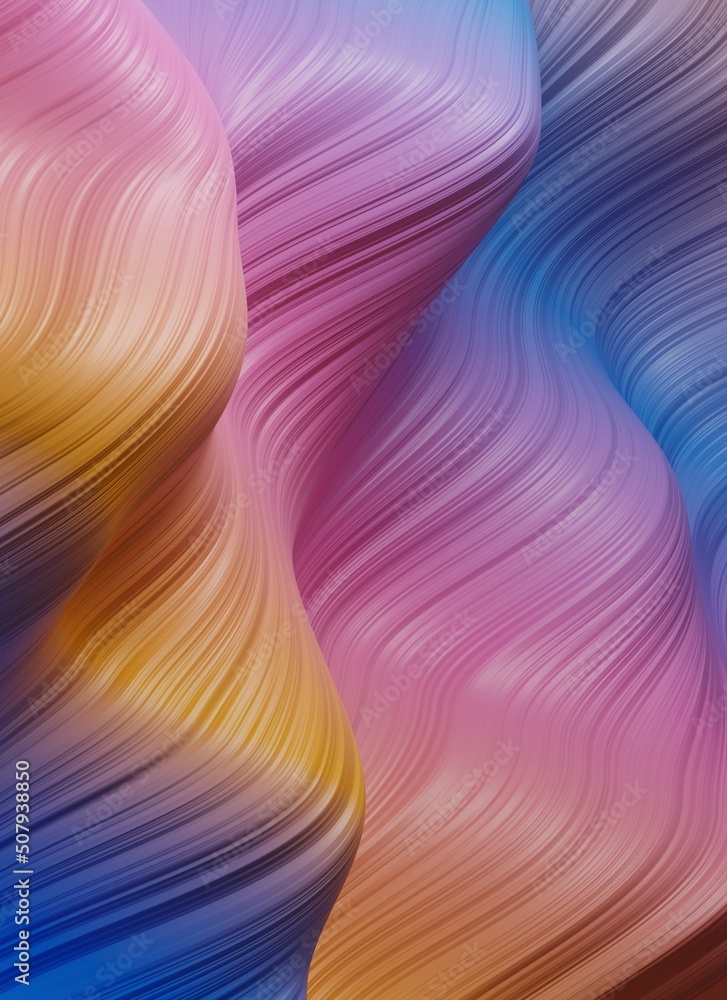 Poster modern 3d abstract background with curvy surface. multiple color wallpaper with copy-space. pattern 