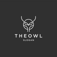 The owl line art logo template vector illustration design