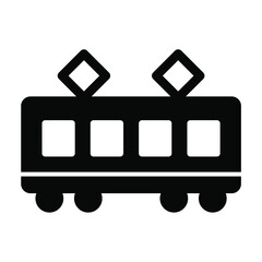 電車のシンプルな横向きアイコン/白背景