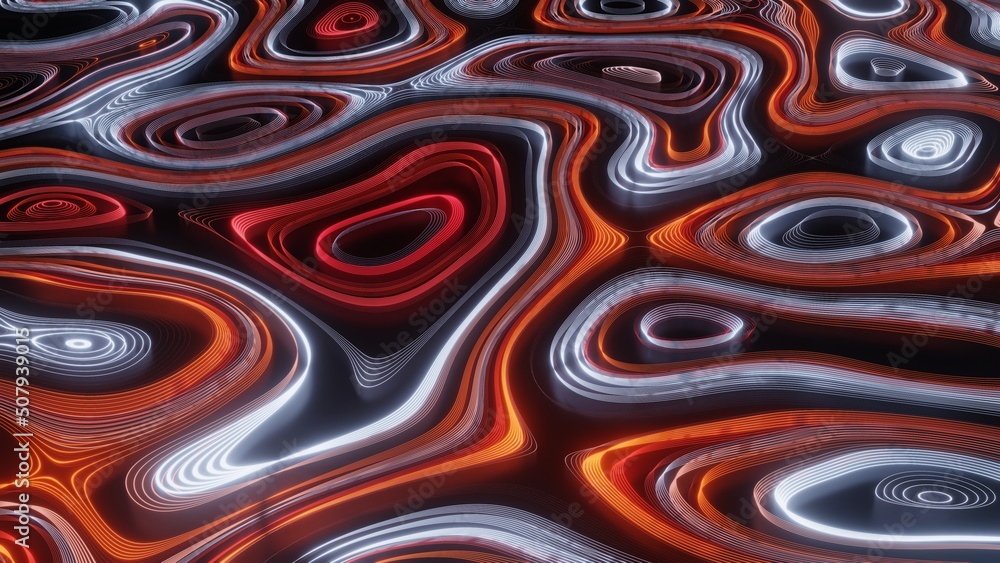Poster abstract orange white technology background fractal background, hi-tech and big data background illu
