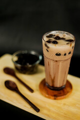 Bubble Milk Tea. A fresh milk with sugar syrup. fresh drinks for the cafe menu