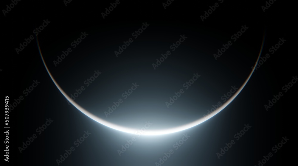 Wall mural panoramic cinematic view of the moon out in the space. planet moon in outer space. elements of this 