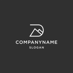  Letter d mountain line art logo template vector illustration design