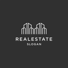 Fototapeta premium Real estate line art logo template vector illustration design