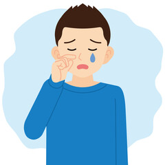 泣くスウェットの男性＿線なし