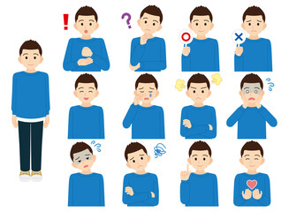 スウェットの男性表情色々セット＿線なし